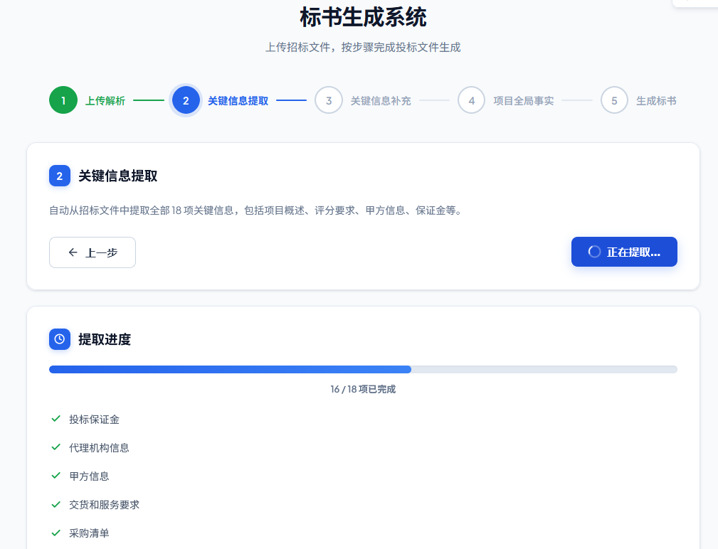 AI编标界面-生成初稿